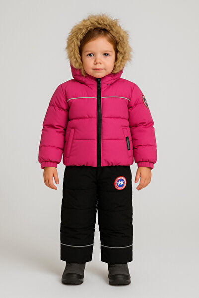 YusGos Hooded Baby Kids Snow Winter Astronaut Coat and Suspender Salopet Padding Pants Coat (1-5 Years)