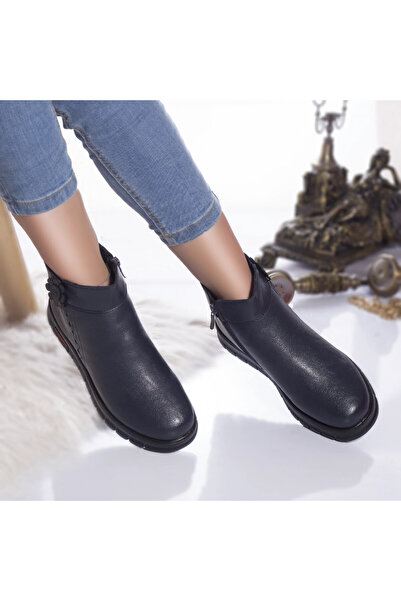 Botinelli Gennady boots without heels, blue furred -leather, 38