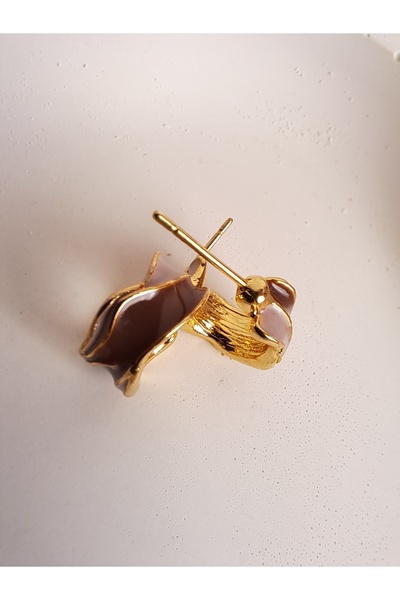 BHR AKSESUAR Brown Tiny Earrings (1cm)