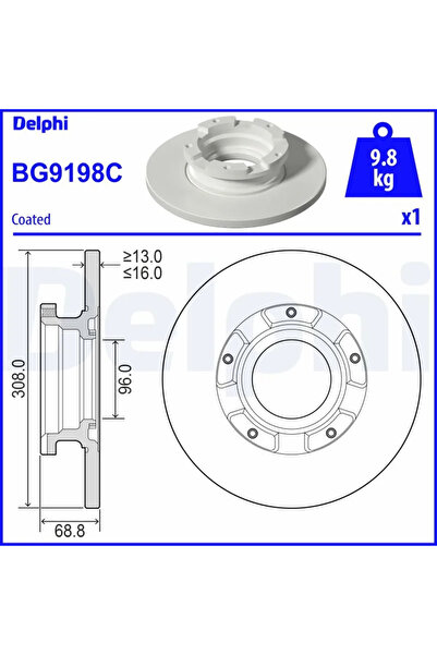 DELPHİ Спирачен диск Ford Tourneo Custom V362 Bus/Transit Custom V362 Bus/Tra...