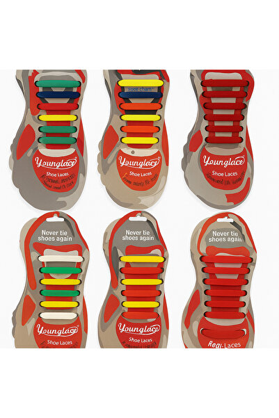 GG SPORT Children's Smart Laces, Practical Silicone Shoelaces, 14 Pieces