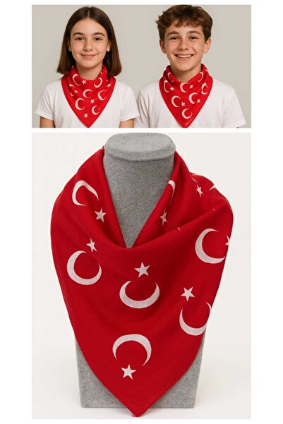 Eva Rose Eșarfă din bumbac cu tematică steagul turcesc Red Moon Star - Bandan...