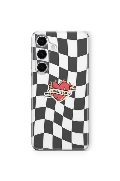 FLAMENKO Samsung Galaxy S23 Fe Compatible Fireheart Square Pattern Transparen...