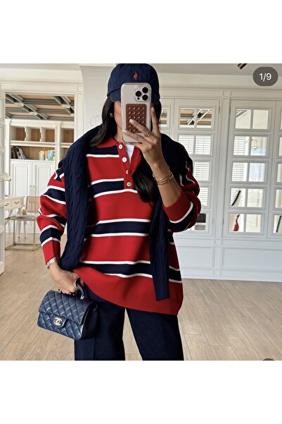 CADDELAMODA Guler polo cu dungi pentru femei