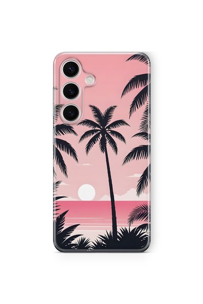 FLAMENKO Samsung Galaxy S23 Fe Compatible Palm Patterned Transparent Phone Case