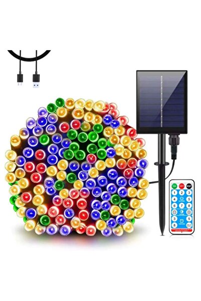 SIKS Instalație luminoasă liniară solară de Crăciun, 30 m, 300 LED-uri, 8 efe...