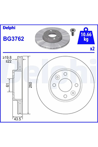 DELPHİ Disc Frana Dacia Logan Nissan Micra 3/Micra C+C 3/Note
