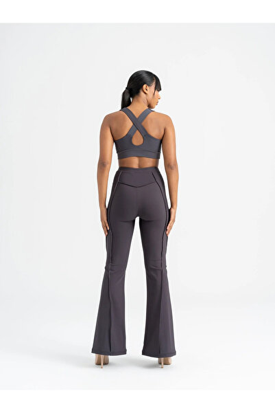 lismina Flare Fit Füme İspanyol Paça Dikiş Modelli Tayt