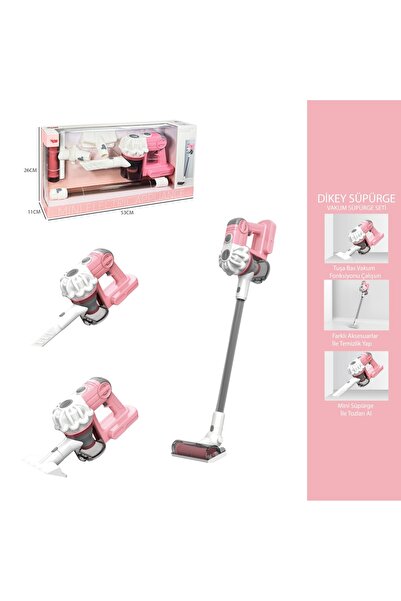 FELİTE Dikey Elektrik (3 in1 ) Pembe Süpürge Oyuncak 3farklı başlık TOZ ÇEKME...
