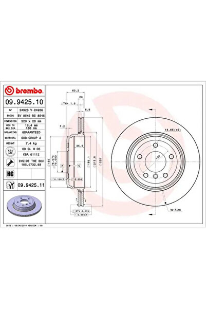 Brembo Disc Frana Bmw 5/6 Bmw (Brilliance) 5 Series