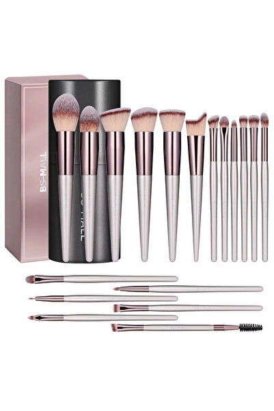 BS Mall مجموعة فرش مكياج احترافية من بي إس مول - ١٨ قطعة مع حقيبة تخزين