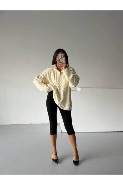 Marbella Pulover pentru femei, model viral Pinterest, cu împletitură de păr - lungime medie