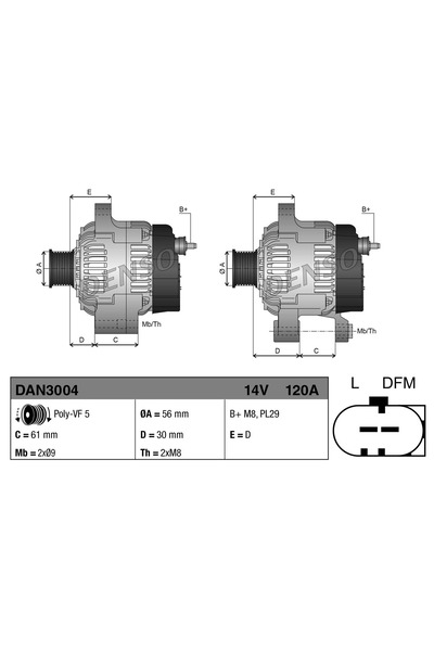 DENSO Generator / Alternator Audi A4 B5 Skoda Superb 1