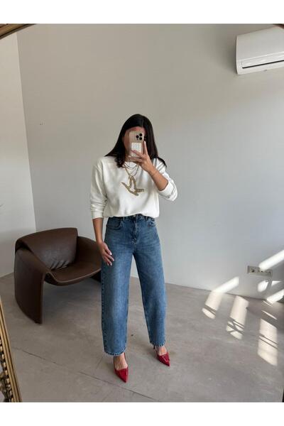 Bade Butik جينز أزرق جونو موم فيت