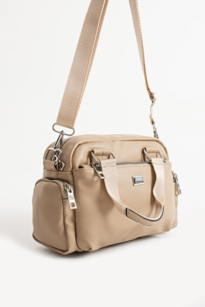 Sanmorris حقيبة كتف نسائية GLC 1422 حقيبة يد وحقيبة كروس باللون الأسود-المينك