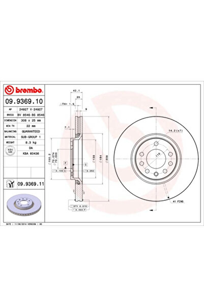 Brembo Disc Frana Opel Astra G/Astra H/Meriva B Microbus Saab 9-3/9-5