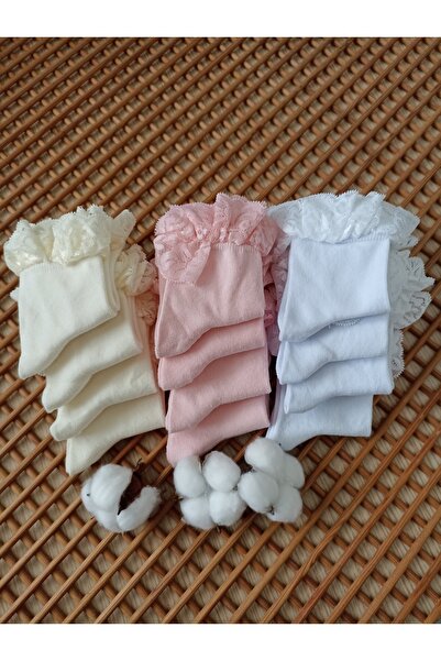 Rocks For Lace Combed Cotton Toe Stitch-Free Pack of 12 Girls' Socks