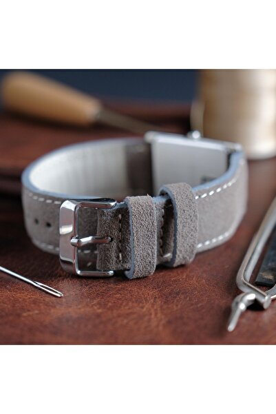 Yaydan Deri Aksesuar 22mm Gri Süet Deri Kordon