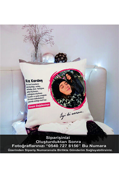 BİYZİ Kişiye Özel Kız Kardeş Tasarımlı Yastık