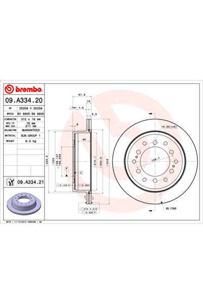 Brembo Дискови спирачки Lexus Gx Toyota 4 Runner 5/Fj Cruiser/Fortuner