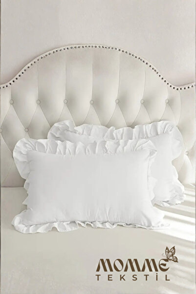 MoMMe Husă de pernă modernă cu volane și cu fermoar 50x70 cm 2 bucăți