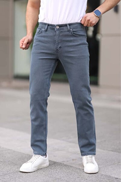 NARİN JEANS PETROL Ανδρικό παντελόνι με κανονικό μήκος πόδι ελαστικό ύφασμα R...