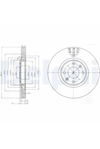 DELPHİ Спирачен диск Citroen C4 1/C4 Grand Picasso 1/C4 Picasso 1 Microbus Ds...