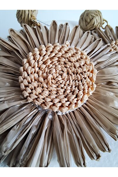 BHR AKSESUAR Brown Straw Big Earrings