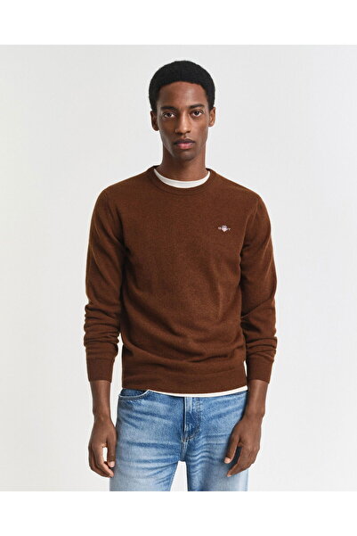 Gant Men's Brown Regular Fit Crew Neck Wool Sweater