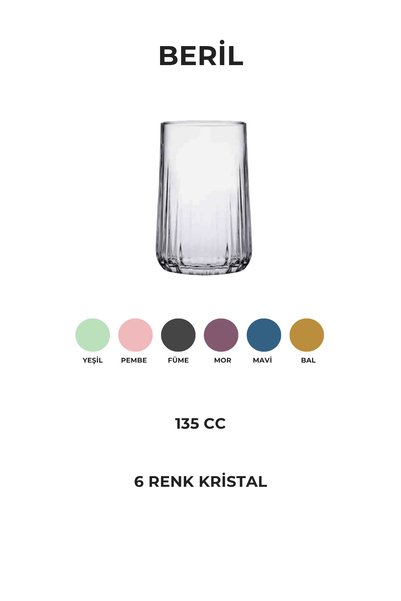 REGNA HOME Fine Living Beri̇l 6 Pieces Coffee Side Water Glasses - Mix