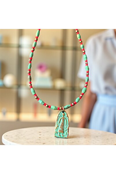 MODA قلادة بوهيمية نسائية من الحجر الطبيعي العرقي |   تصميم أصلي من الحجر الط...