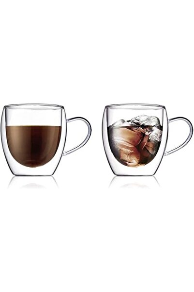 The Bros Double Wall Glass Tumbler Cups Set of 2 250ml Suitable for Coffee or...