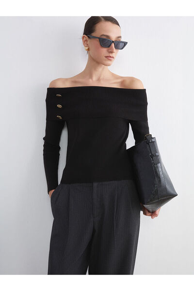 LC Waikiki Pulover de tricotat pentru femei cu gât negru