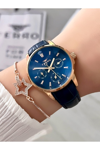 FERRO ساعة يد نسائية منتج أصلي مع ضمان لمدة عامين مع سوار هدية مقاومة للماء حتى 3 وحدات ضغط جوي معبأة في علبة هدايا