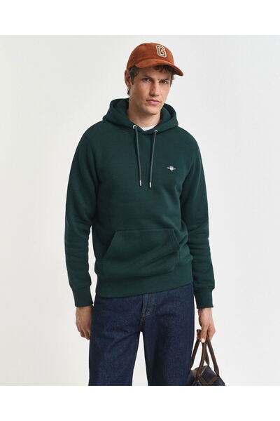 Gant Men's Green Regular Fit Hooded Sweatshirt