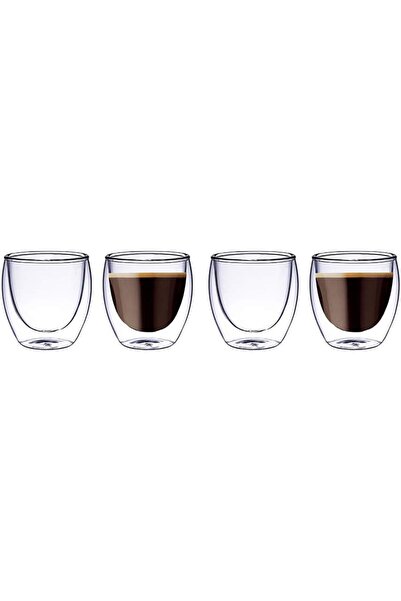 The Bros Double Wall Glass Tumbler 100ml – Set of 4 Clear DG820