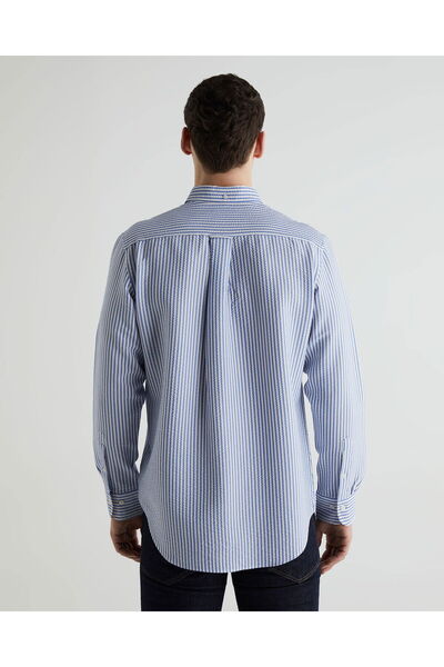 Gant Men's Blue Regular Fit Classic Collar Striped Shirt