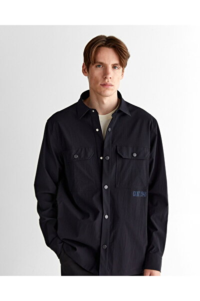 Gant Men's Navy Blue Relaxed Fit Classic Collared Shirt