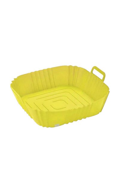 SIKS Tavă de protecție din silicon, pentru friteuză cu aer, universală, pentru friteuză, reutilizabilă, pătrată, galbenă