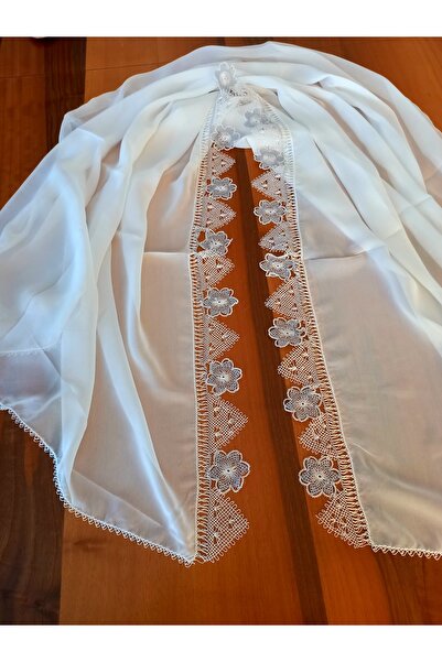 yörük tuhafiye Handcrafted Needlework Prayer Shawl, Mevlüt Shawl, White Color, Handmade Dowry Embroidered Writing Hoop
