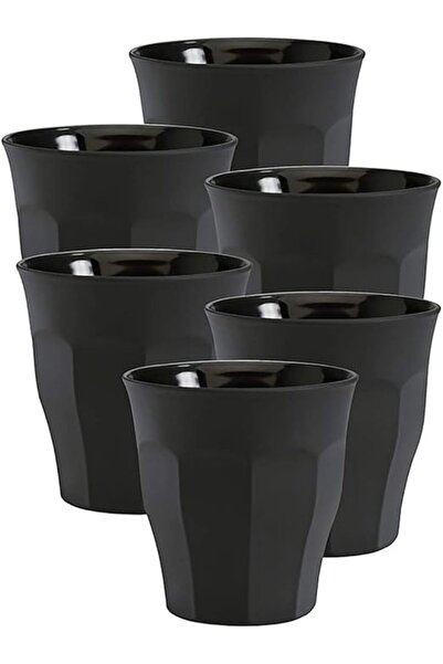 The Bros Picardie Deco 6pc Tumblers Set – Soft Touch Black 90ml Glass