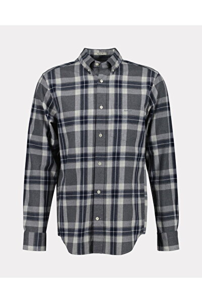 Gant Men's Gray Regular Fit Button-down Collar Check Shirt