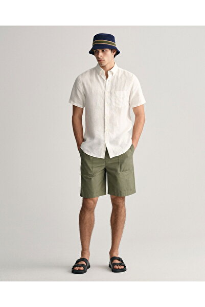 Gant Men's White Regular Fit Buttoned Collar Linen Shirt