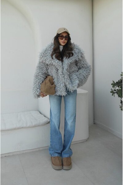 Havoş Gray Powell Faux Fur Jacket