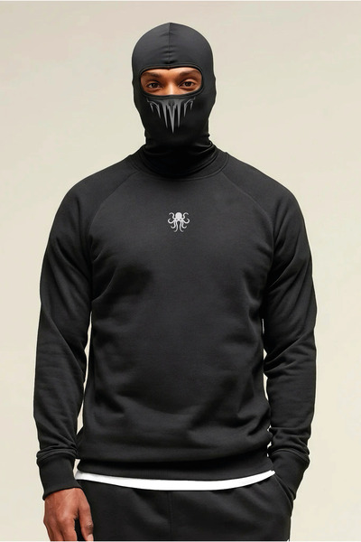 AHTAPOT COLLECTION Erkek Kar Maskesi Balaklava, Motorcu Maskesi, Reflektörlü Baskı - Lesbrado #q003