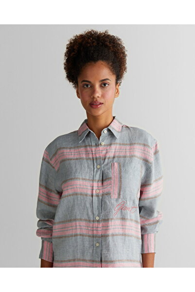Gant Women's Gray Classic Collar Striped Shirt