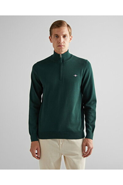 Gant Erkek Yeşil Regular Fit Yarım Fermuarlı Kazak