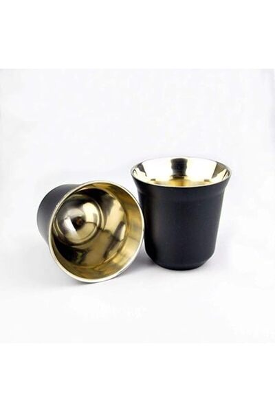 The Bros أكواب إسبريسو من الفولاذ المقاوم للصدأ سعة 80 مل - مجموعة من قطعتين