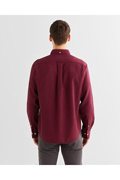 Gant Men's Burgundy Regular Fit Buttoned Collar Shirt