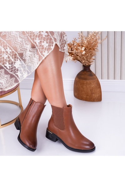 Botinelli Ghete de damă maro cu blană, din piele, Revya, mărimea 37